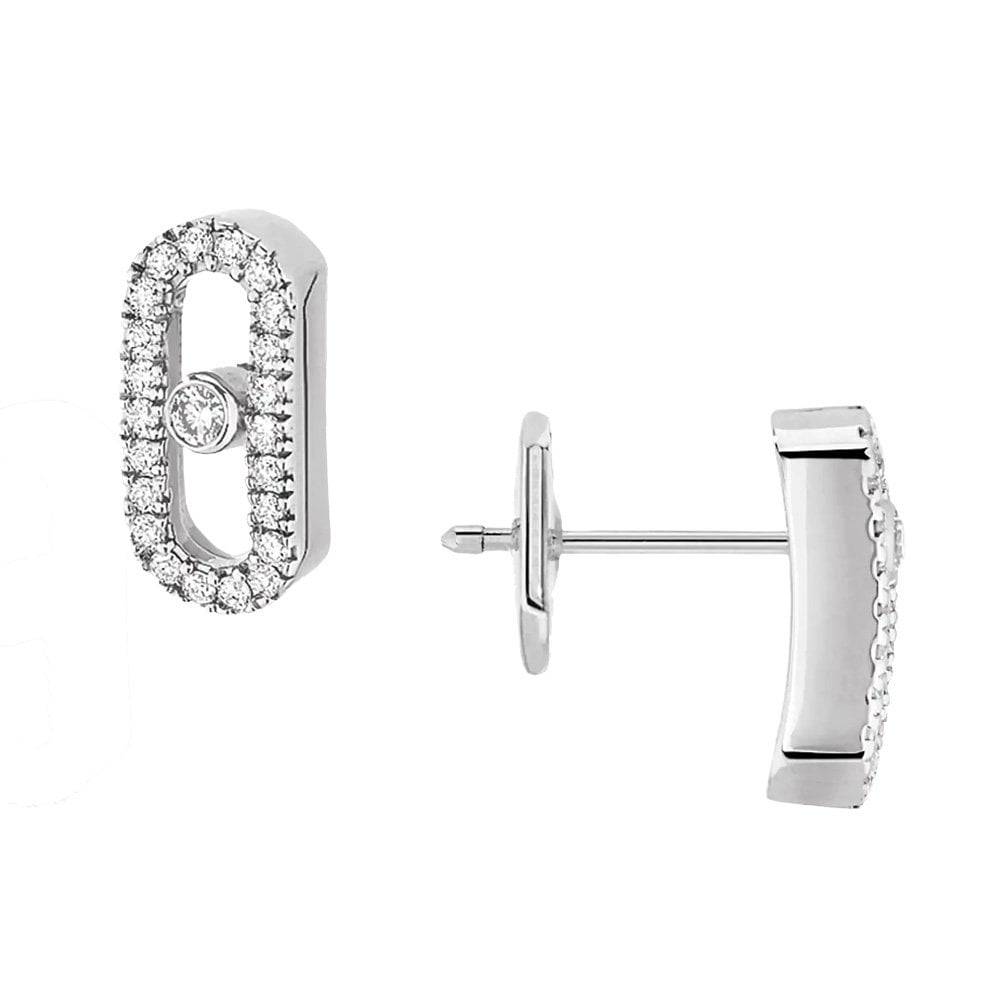 Messika Paris Move Uno 18ct White Gold Diamond Earrings - Berry's Jewellers