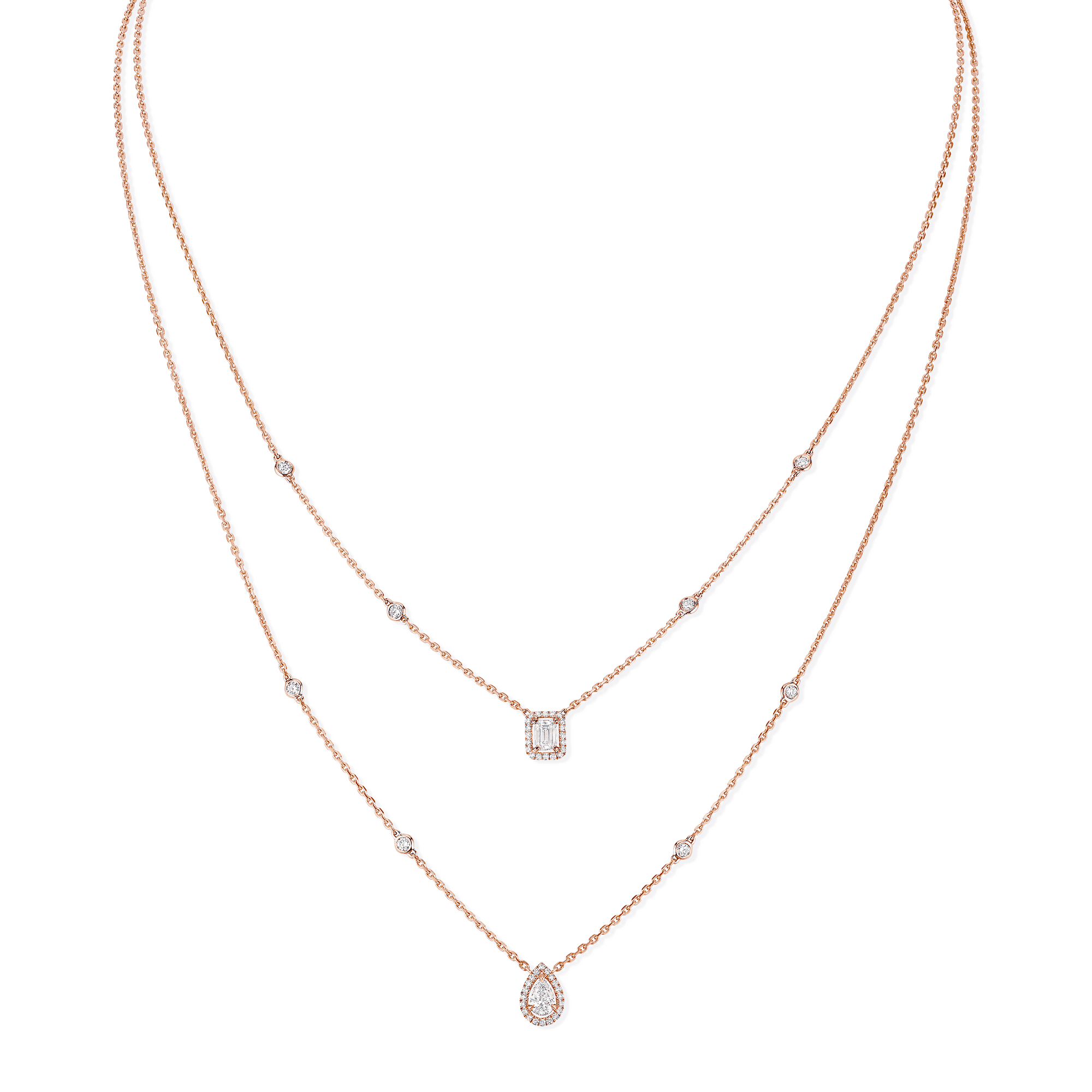 Messika Paris My Twin 2 Rows 18ct Pink Gold Diamond Necklace - Berry's Jewellers