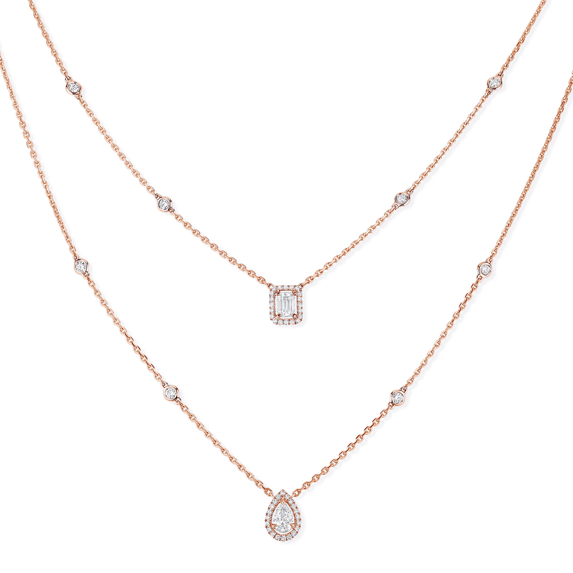 Messika Paris My Twin 2 Rows 18ct Pink Gold Diamond Necklace - Berry's Jewellers