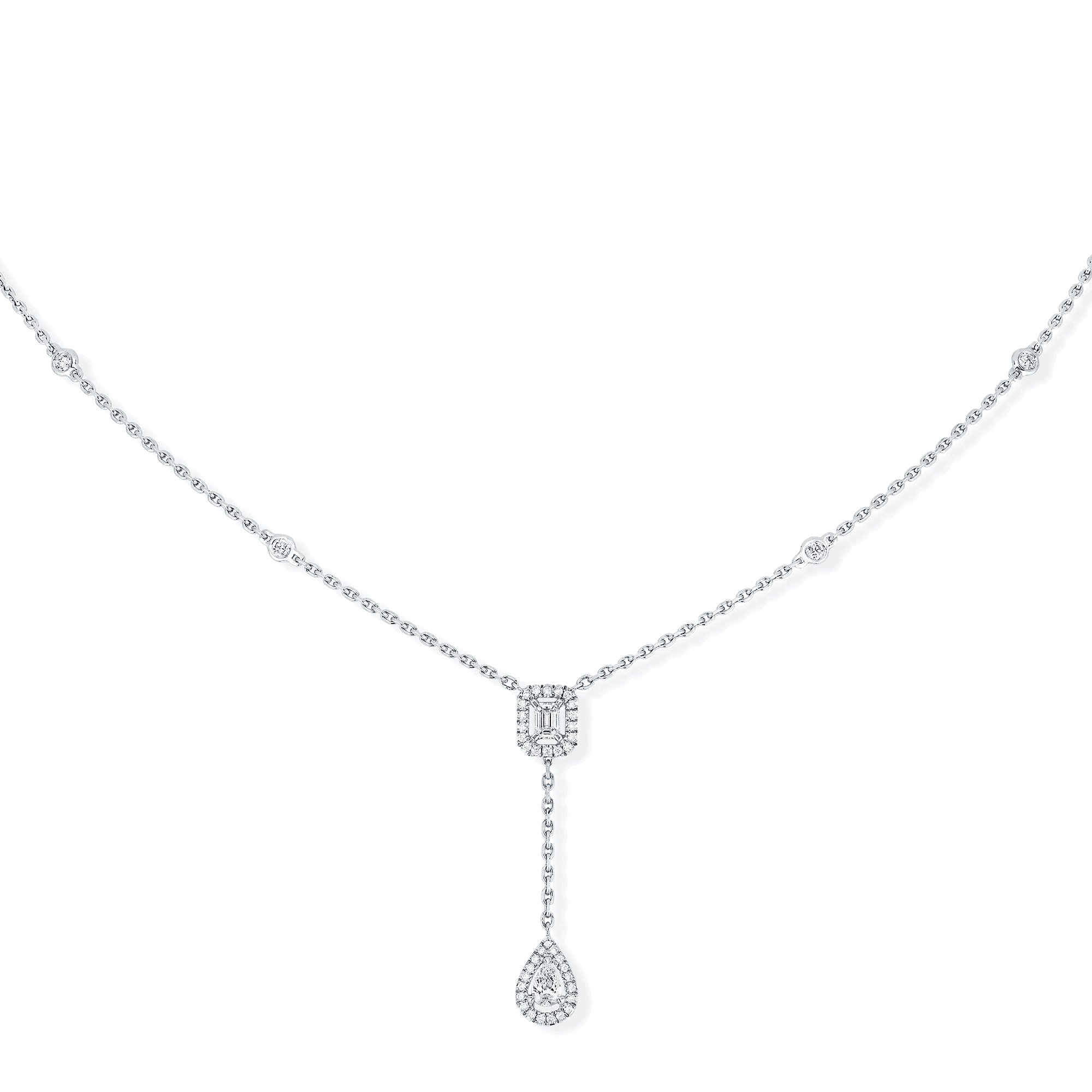 My Twin Tie 18ct White Gold Diamond Necklace