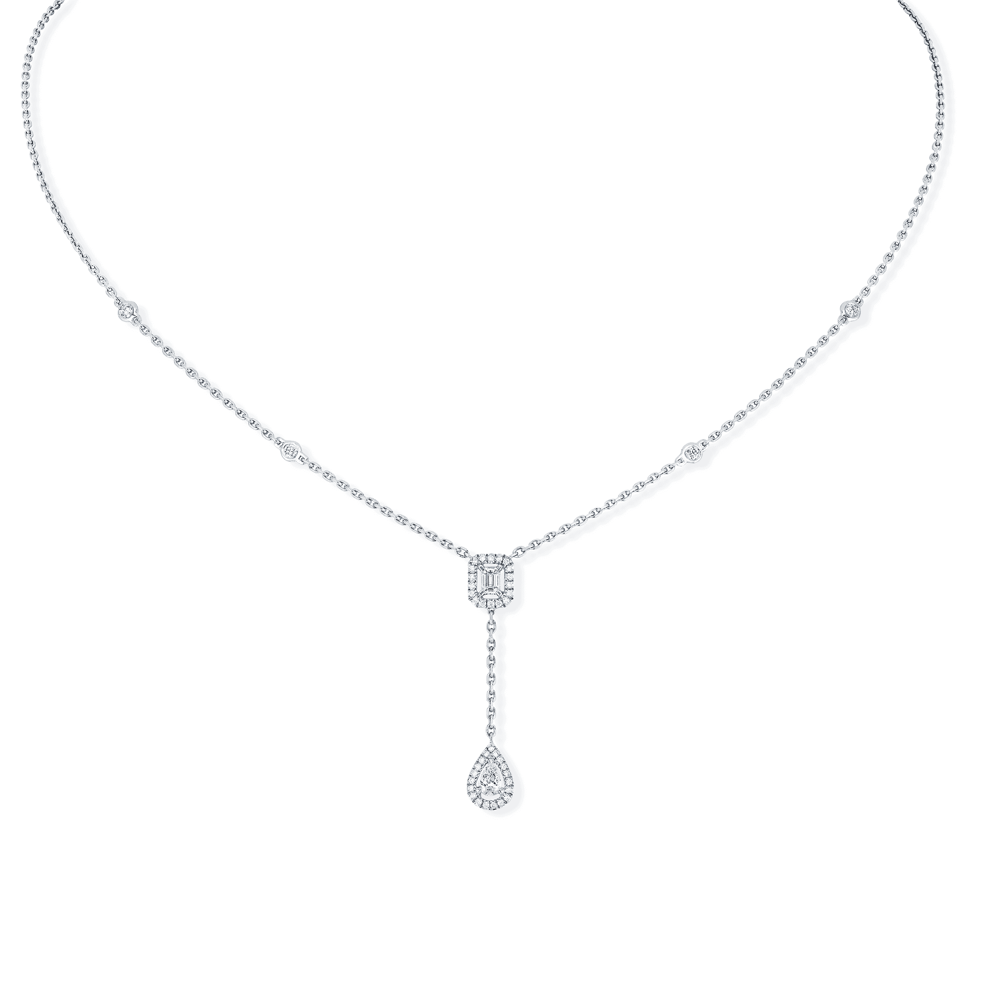 My Twin Tie 18ct White Gold Diamond Necklace