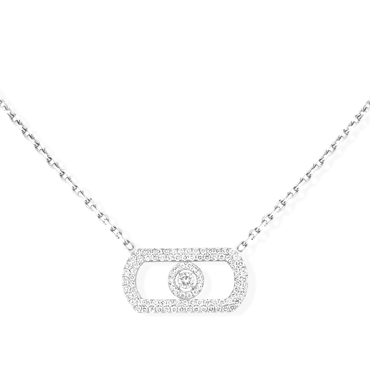 Messika Paris So Move 18ct White Gold Pave Set Diamond Set Necklace - Berry's Jewellers