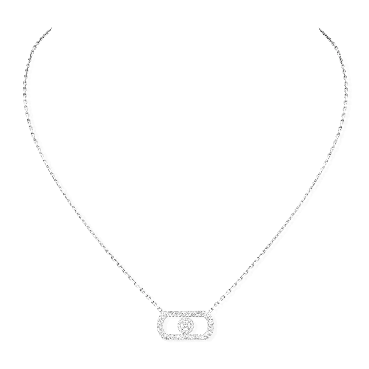 So Move 18ct White Gold Pave Set Diamond Set Necklace