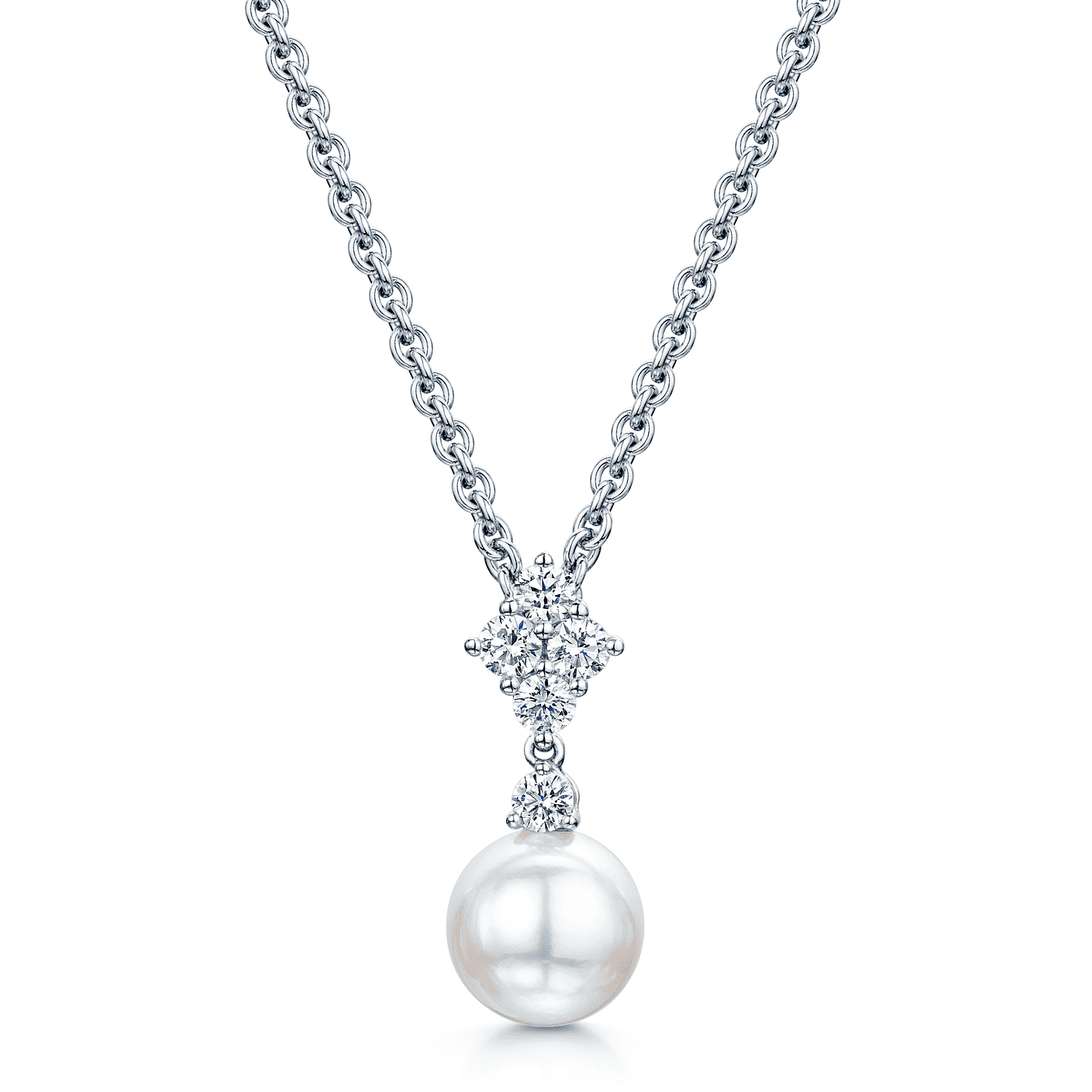 Mikimoto 18ct White Gold Akoya Pearl & Diamond Classic Elegance Pendant - Berry's Jewellers