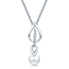 Mikimoto 18ct White Gold Akoya Pearl & Diamond Laurel Pendant - Berry's Jewellers