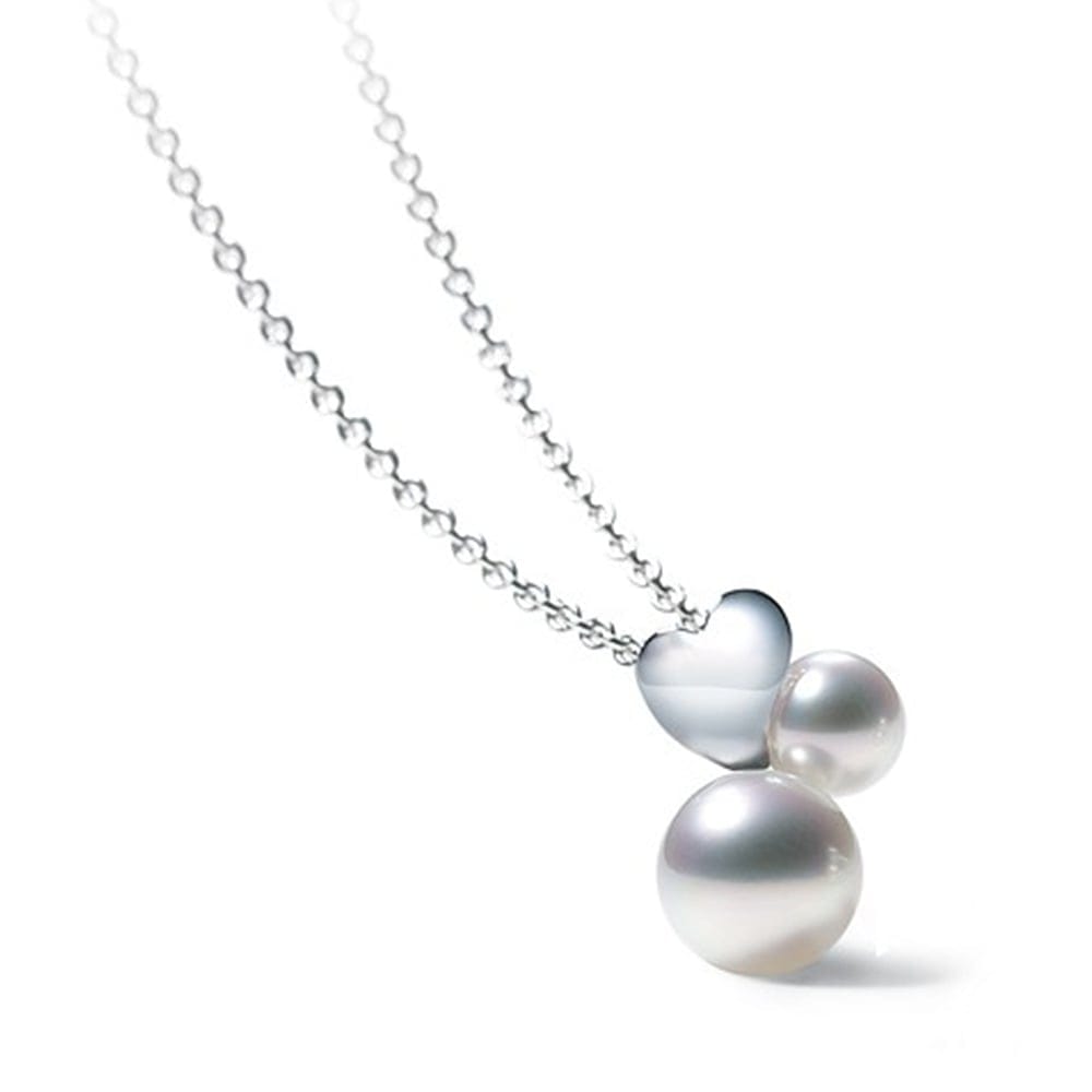 Mikimoto 18ct White Gold Akoya Pearl Precious Heart Pendant - Berry's Jewellers