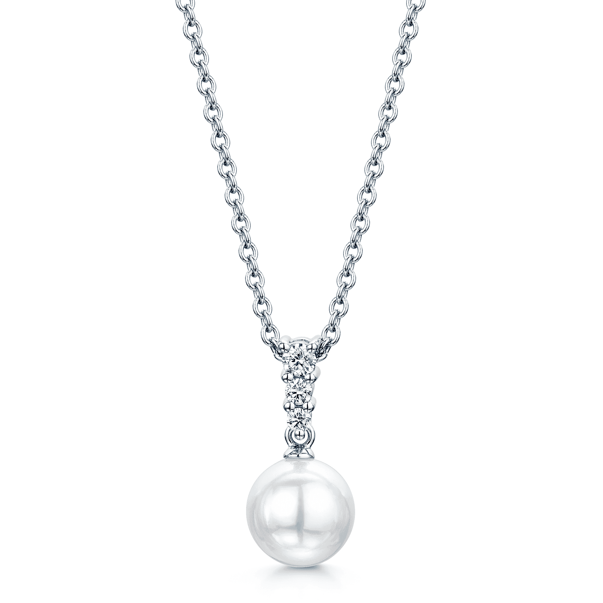 Mikimoto 18ct White Gold Diamond & Akoya Pearl Morning Dew Pendant - Berry's Jewellers