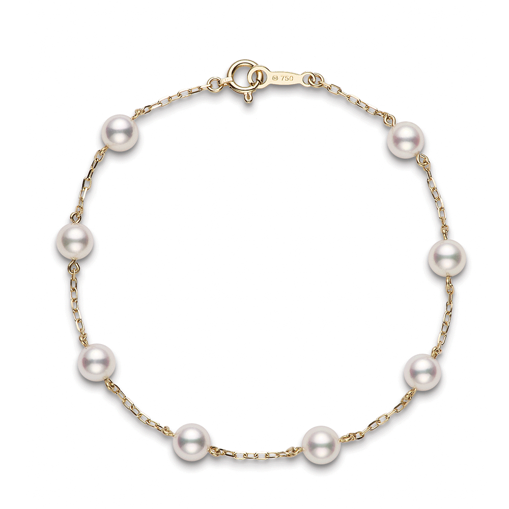 Mikimoto Akoya Pearl & 18ct Yellow Gold Chain Bracelet - Berry's Jewellers