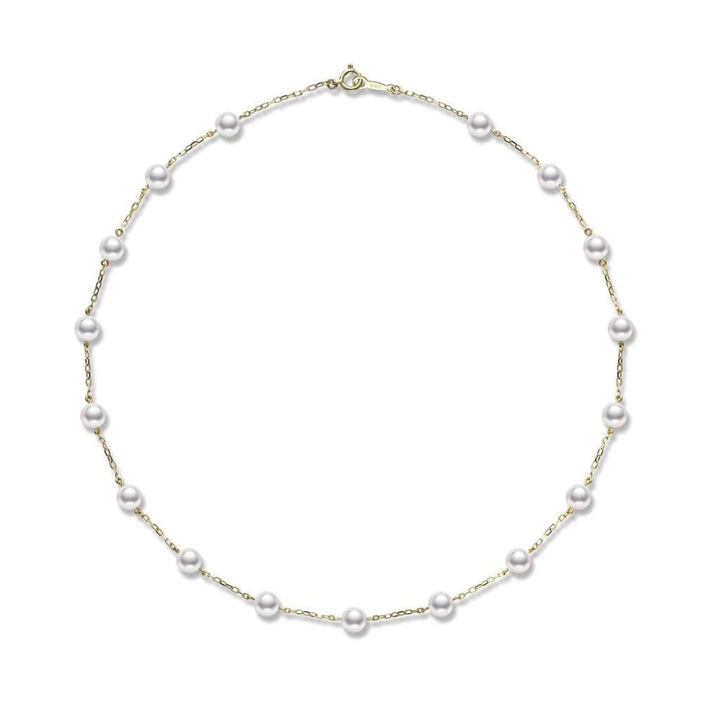 Mikimoto Akoya Pearl & 18ct Yellow Gold Chain Necklace - Berry's Jewellers