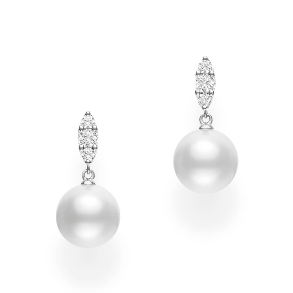 Mikimoto Morning Dew 18ct White Gold Pearl & Diamond Earrings - Berry's Jewellers