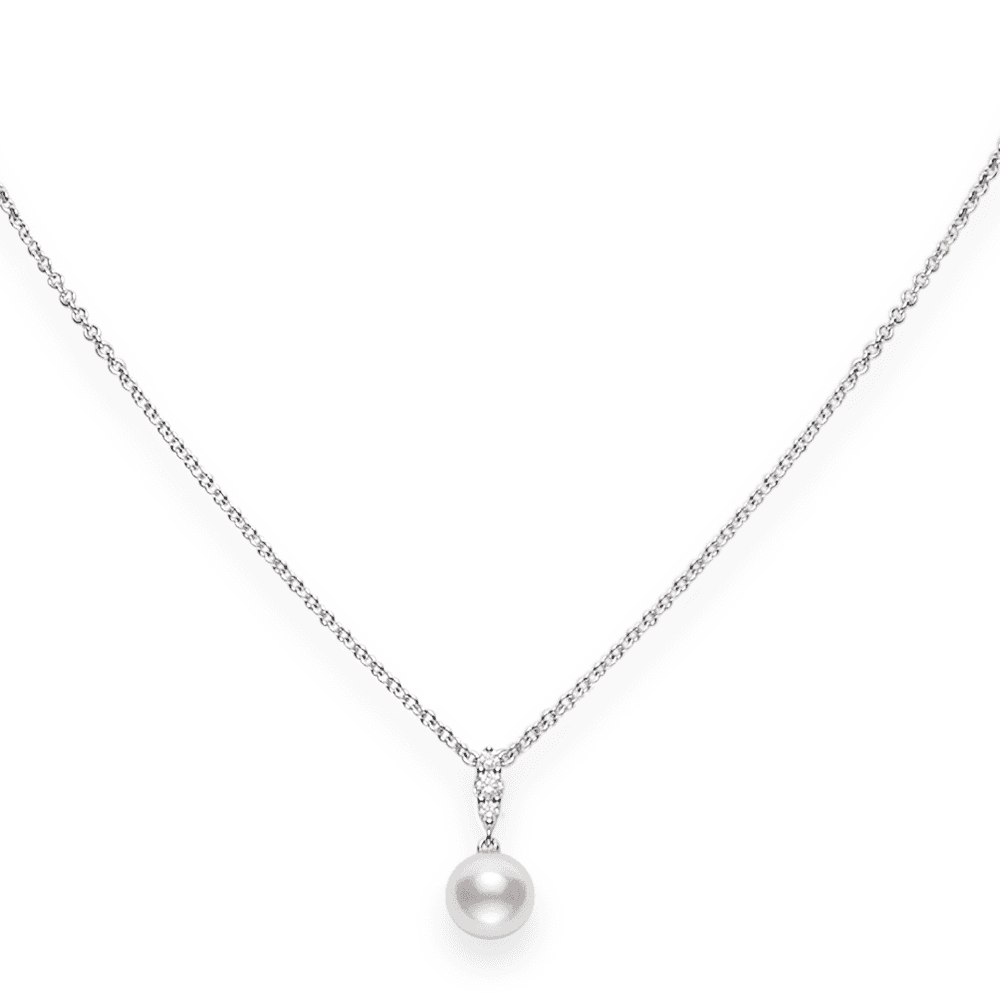 Mikimoto Morning Dew 18ct White Gold Pearl & Diamond Pendant - Berry's Jewellers