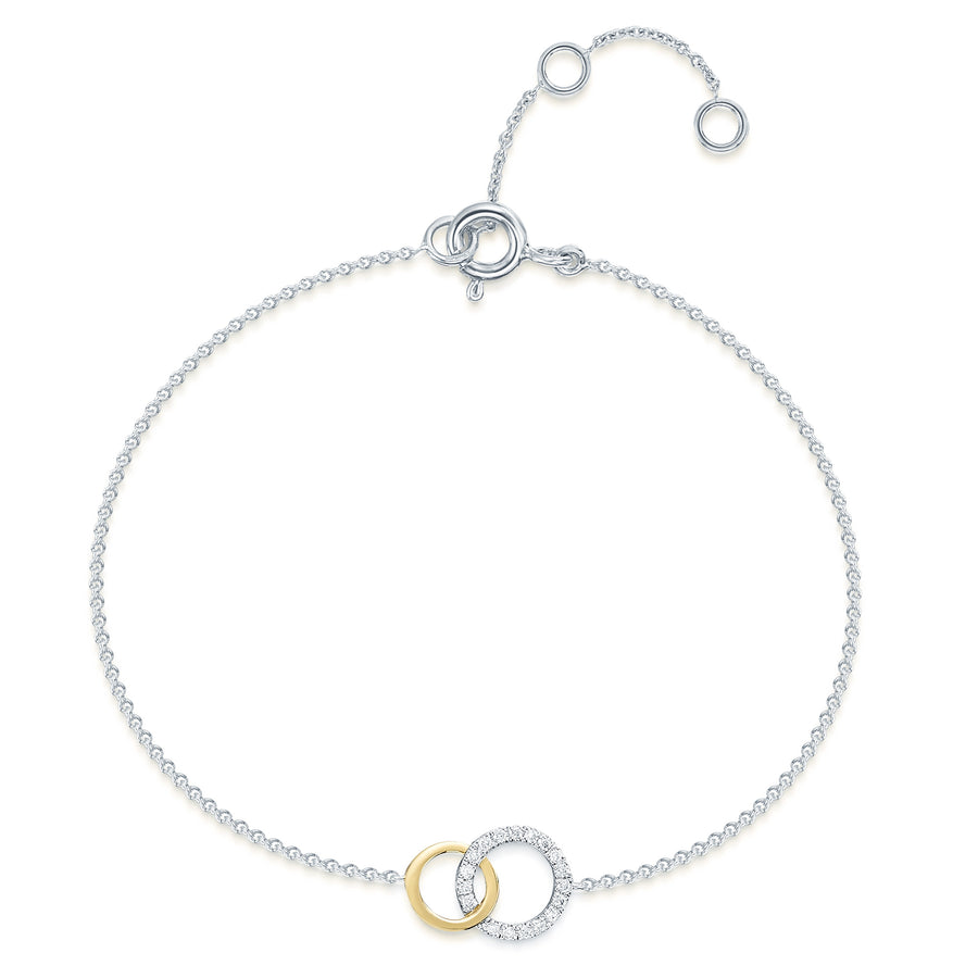 18ct White and Yellow Gold Interlocking Circle Diamond Bracelet