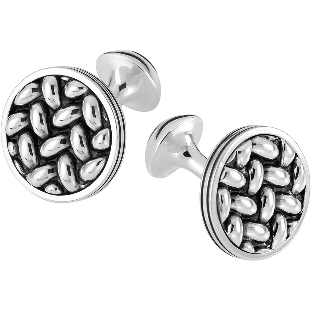 Contemporary Silver Collection Round 'Grain De Riz' Cufflinks