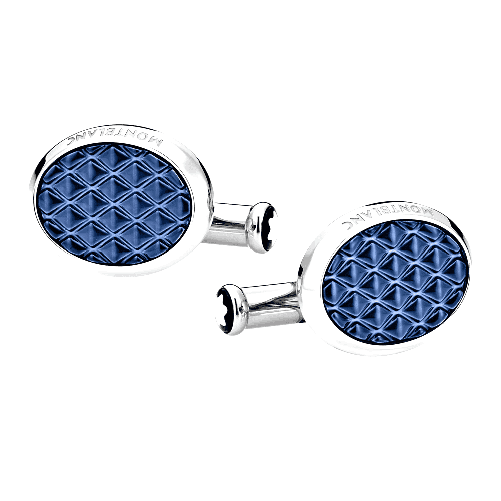 Meisterstuck Oval Steel Blue Lacquer Cufflinks