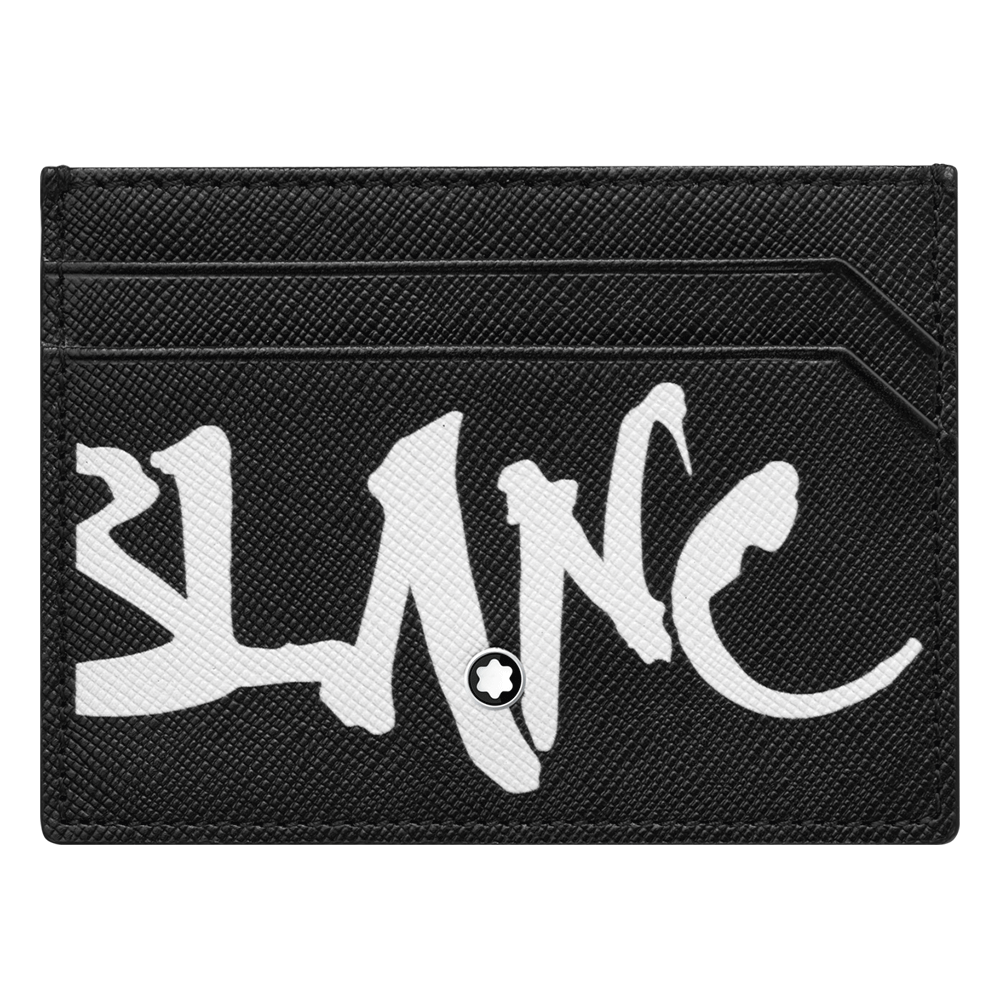 Sartorial Calligraphy Black Leather 6cc Pocket Wallet