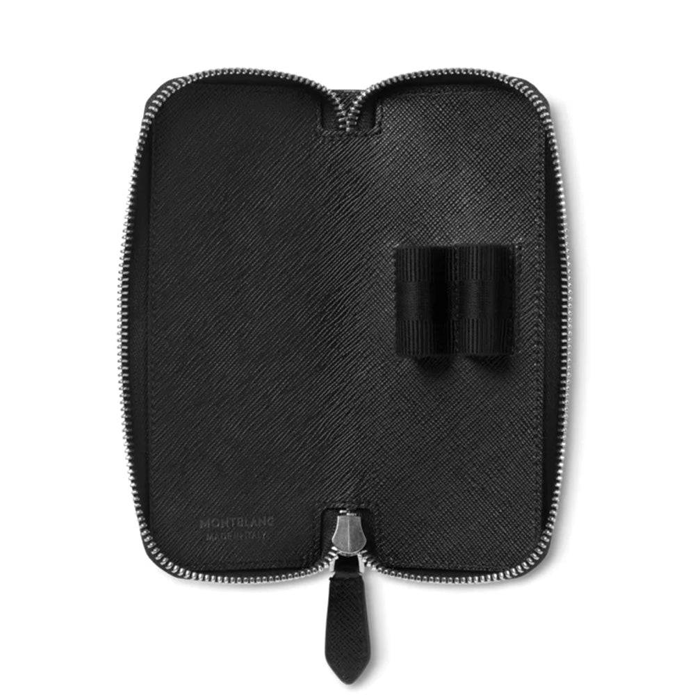 Montblanc Sartorial Two Zip Black Leather Pen Pouch - Berry's Jewellers