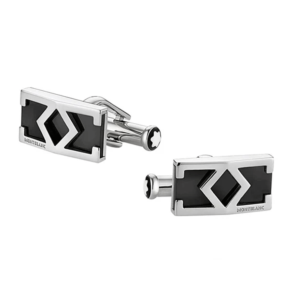 Montblanc Steel and Black Lacquer Signature Cufflinks - Berry's Jewellers