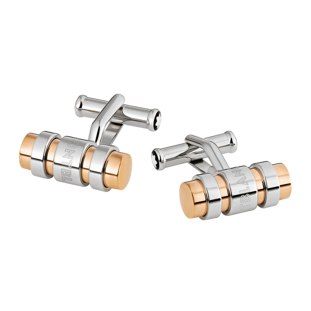 Montblanc Three Rings Motif Silver And Rose Gold PVD Cufflinks - Berry's Jewellers