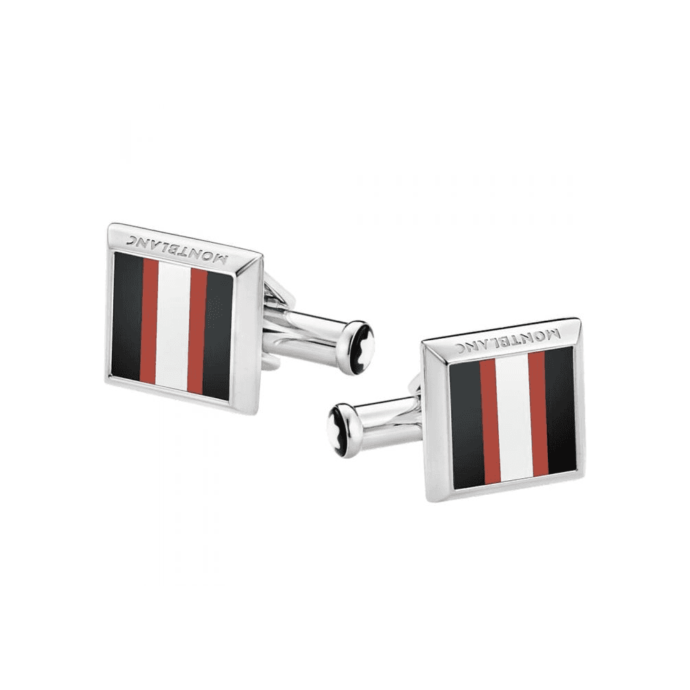 Montblanc Urban Spirit Red, Black and White Racing Square Cufflinks - Berry's Jewellers