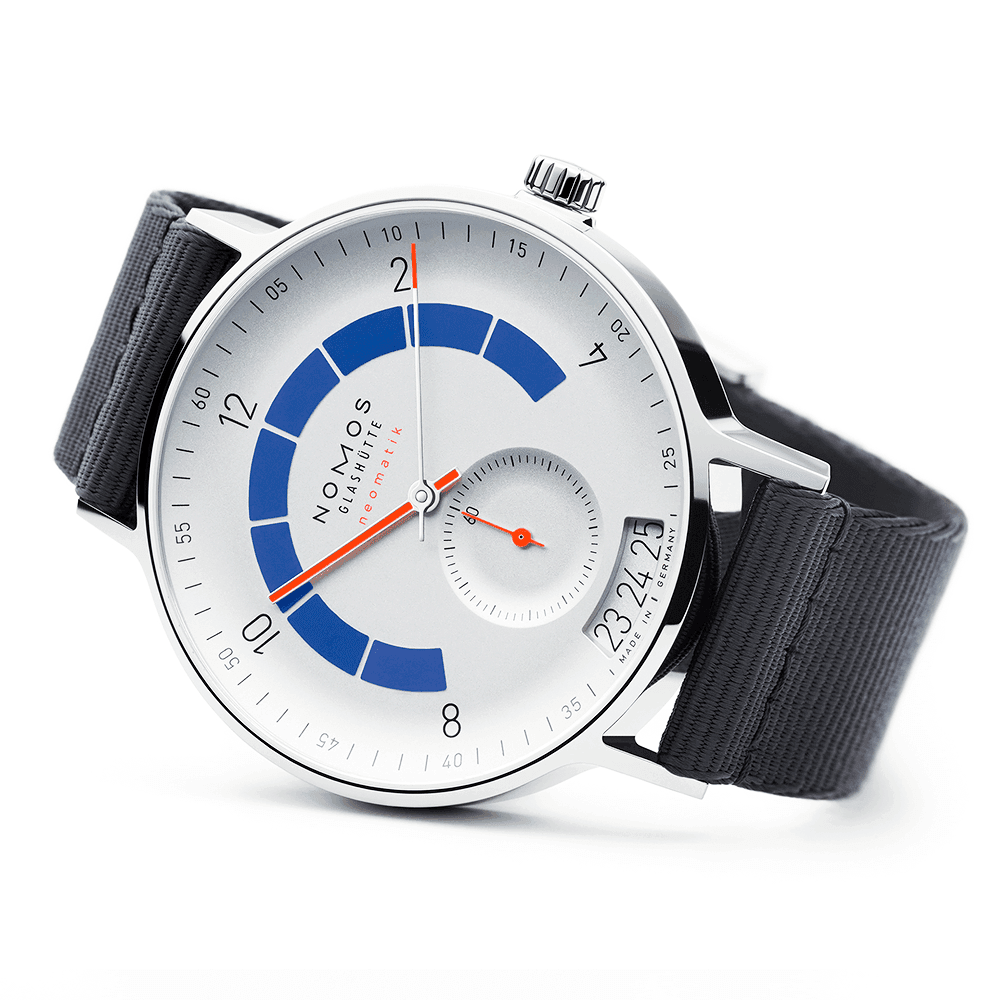 NOMOS Glashütte Autobahn Neomatik Date 41mm Grey/Blue Dial Automatic Watch - Berry's Jewellers