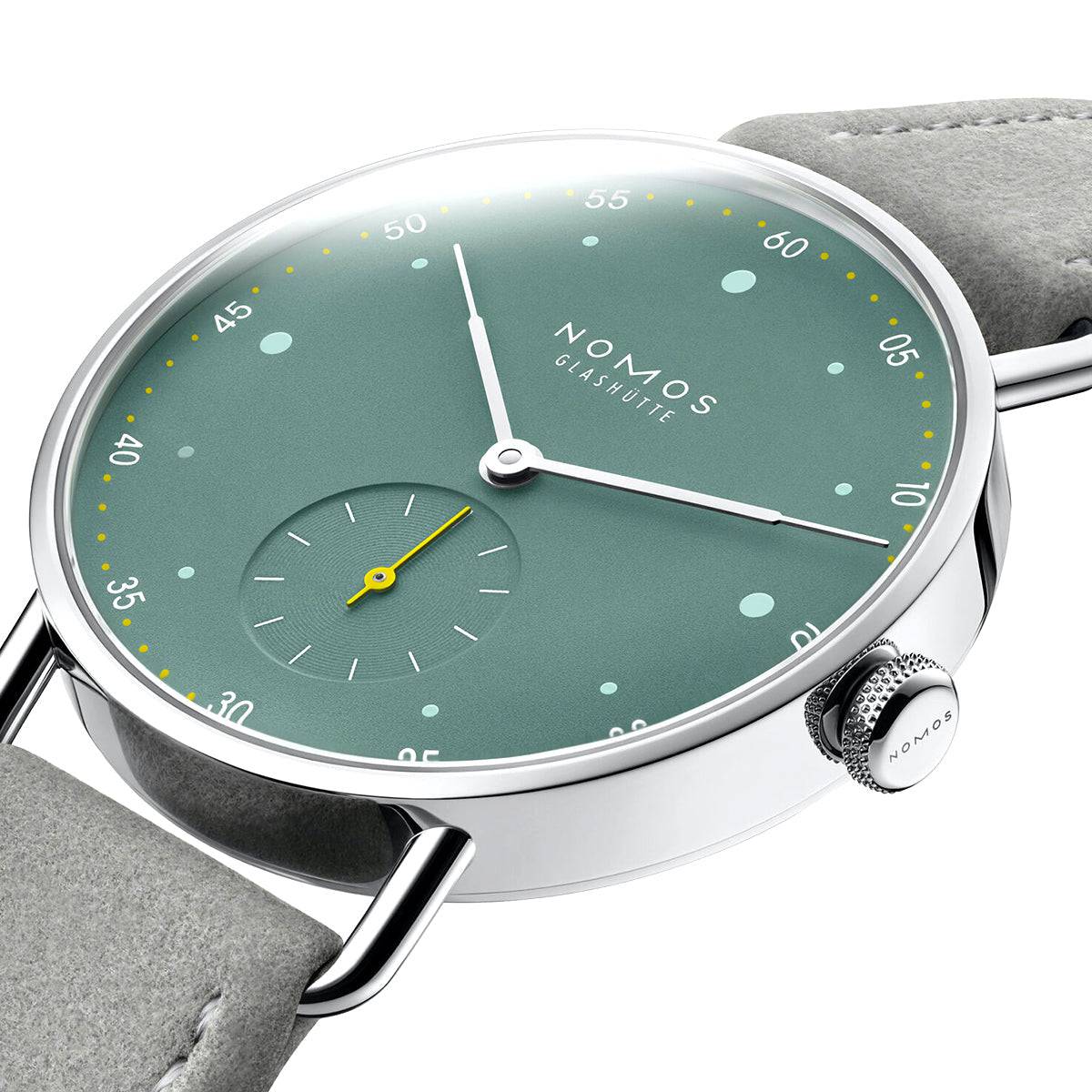 NOMOS Glashütte Metro 33mm Sage Green Dial Ladies Strap Watch - Berry's Jewellers