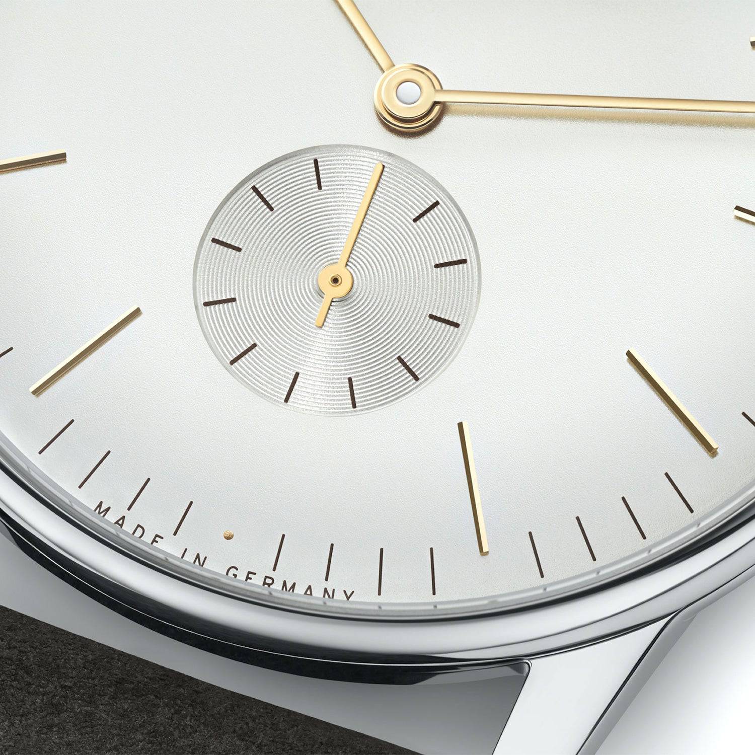 NOMOS Glashütte Orion 38 Small Seconds Silver/Gold Dial Strap Watch - Berry's Jewellers