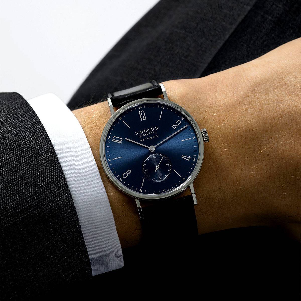 NOMOS Glashütte Tangente Neomatik 39mm Blue Dial Automatic Strap Watch - Berry's Jewellers