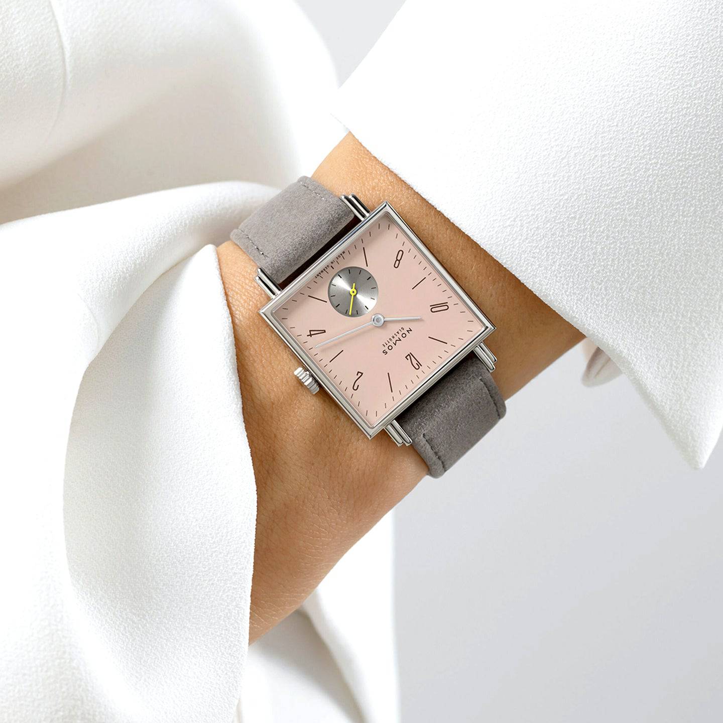 NOMOS Glashütte Tetra Die Kapriziose 30mm Nude Pink Dial Ladies Watch - Berry's Jewellers