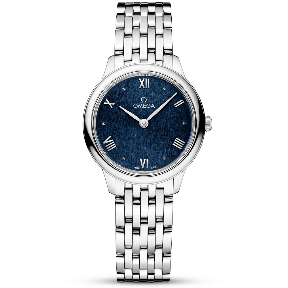 OMEGA De Ville Prestige 27.5mm Blue Dial Ladies Bracelet Watch - Berry's Jewellers