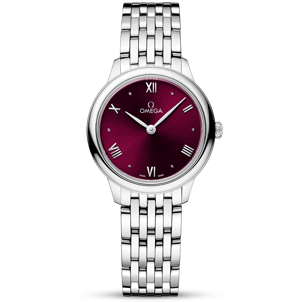 OMEGA De Ville Prestige 27.5mm Purple Dial Ladies Bracelet Watch - Berry's Jewellers