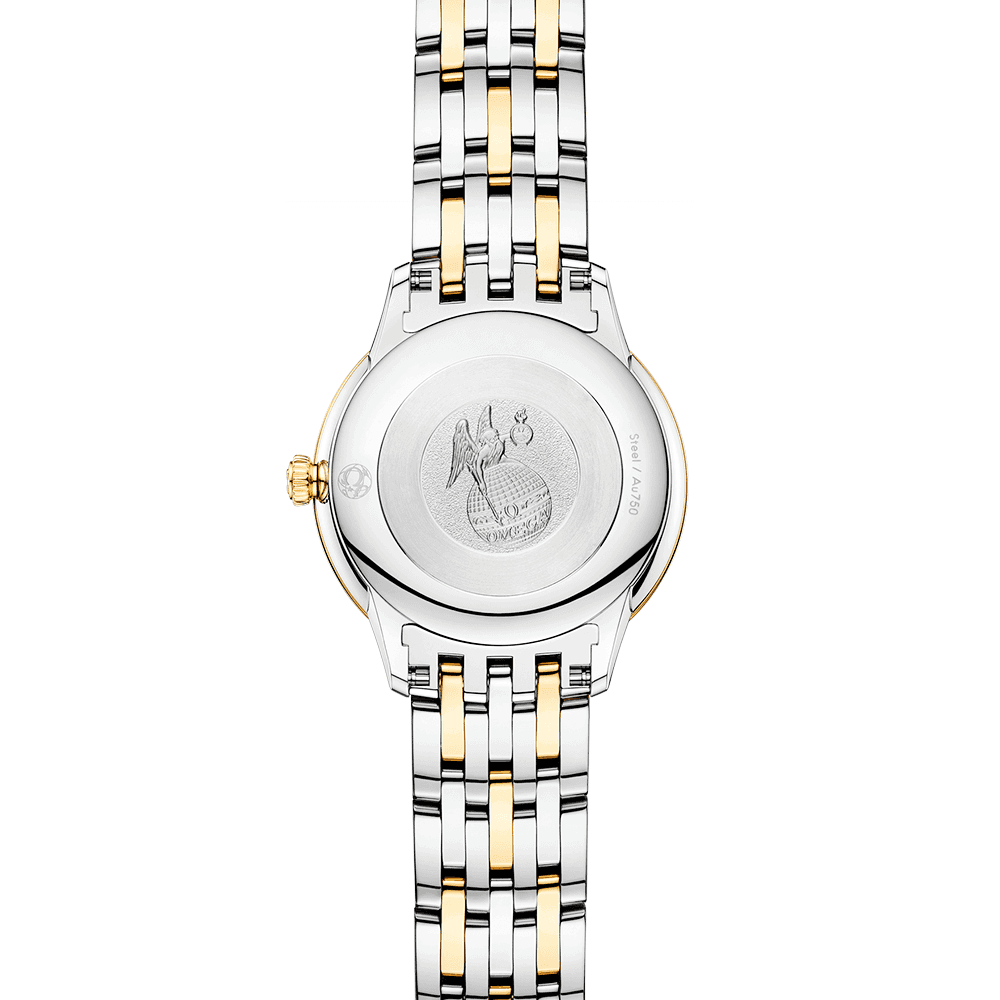 OMEGA De Ville Prestige 27.5mm Two-Tone White Mother of Pearl Dial Bracelet Watch - Berry's Jewellers