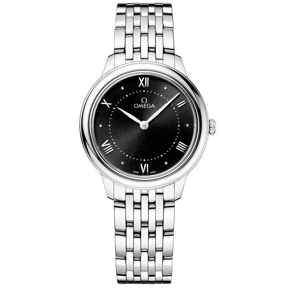 OMEGA De Ville Prestige 30mm Black Dial Ladies Bracelet Watch - Berry's Jewellers