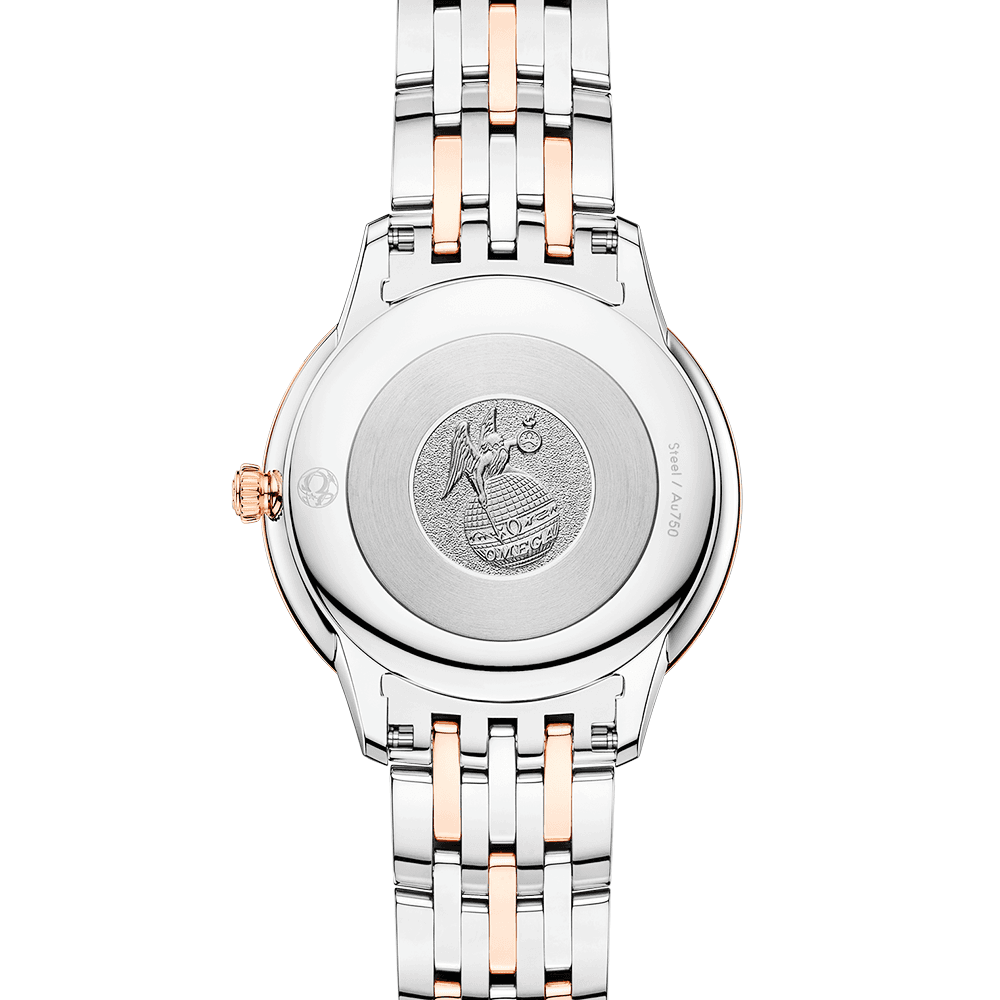 OMEGA De Ville Prestige 30mm Two-Tone White Mother of Pearl Dial Bracelet Watch - Berry's Jewellers