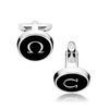 OMEGA mania Stainless Steel & Black Lacquer Cufflinks - Berry's Jewellers