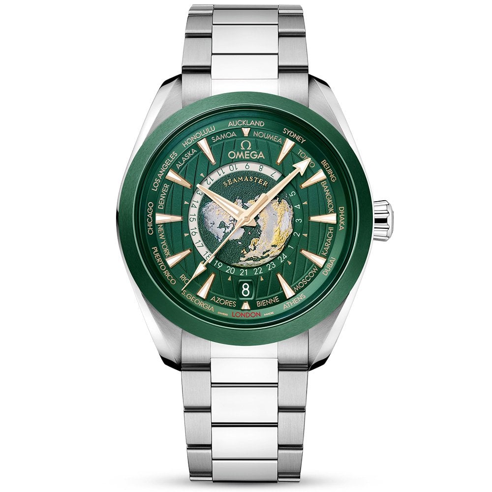 Seamaster Aqua Terra GMT Worldtimer 43mm Green Dial Men's Watch