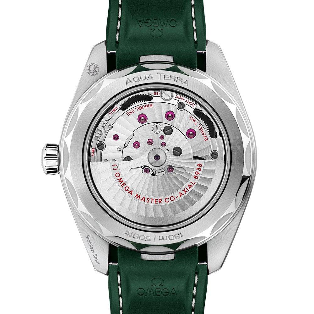 OMEGA Seamaster Aqua Terra GMT Worldtimer 43mm Green Dial Strap Watch - Berry's Jewellers