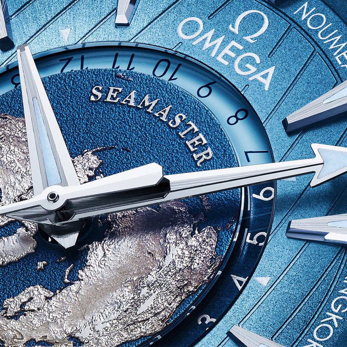 OMEGA Seamaster Aqua Terra GMT Worldtimer 43mm Summer Blue Dial Men's Watch - Berry's Jewellers