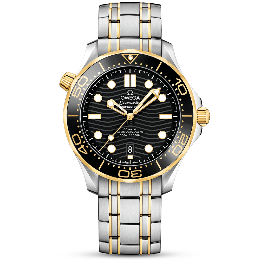 OMEGA Seamaster Diver 300m 42mm Black Dial Two-Tone Men's Automatic Watch - Berry's Jewellers