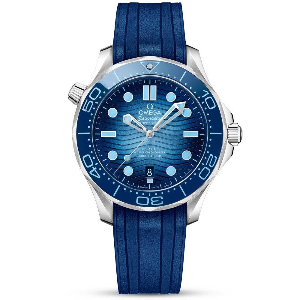 OMEGA Seamaster Diver 300m 42mm Summer Blue Dial Rubber Strap Watch - Berry's Jewellers