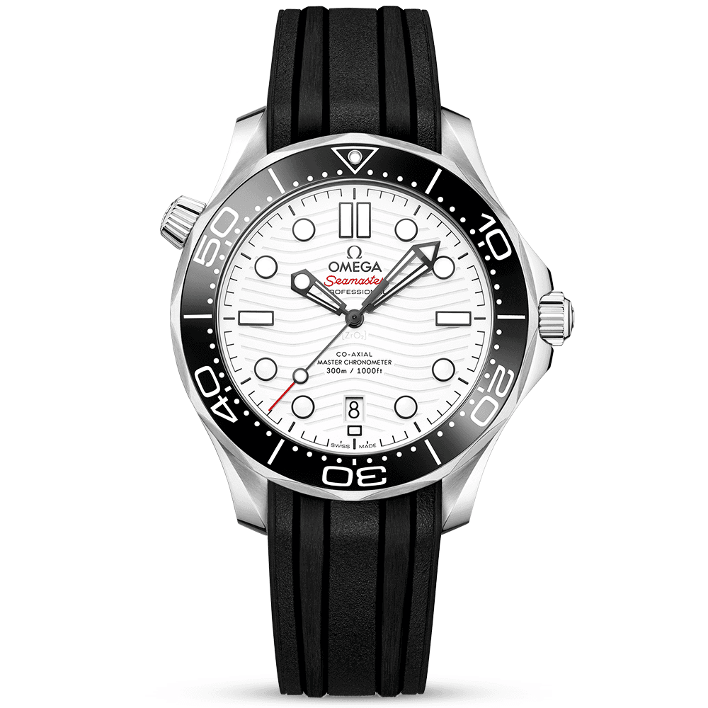 OMEGA Seamaster Diver 300m 42mm White Dial Men's Rubber Strap Watch - Berry's Jewellers