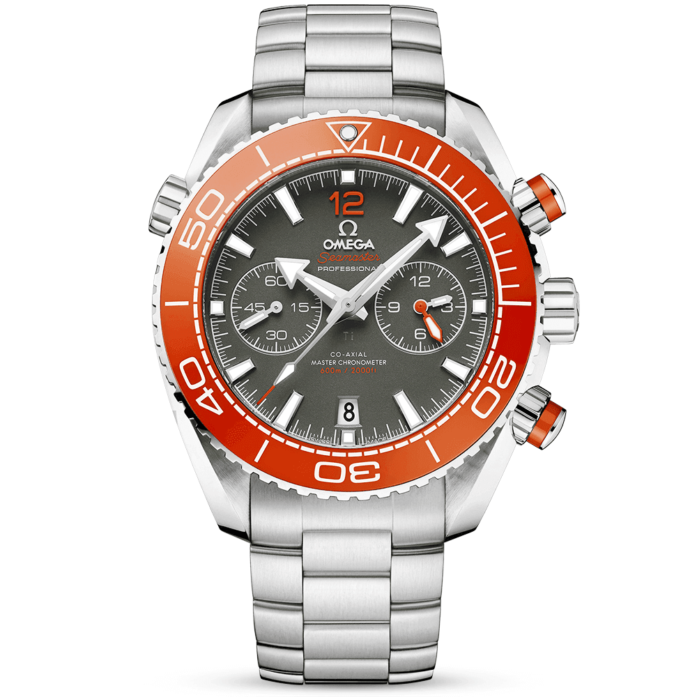 OMEGA Seamaster Planet Ocean 600m Grey Dial & Orange Bezel Bracelet Watch - Berry's Jewellers