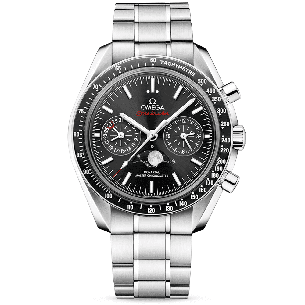 OMEGA Speedmaster 44.25mm Black Dial Moonphase Chronograph Watch - Berry's Jewellers