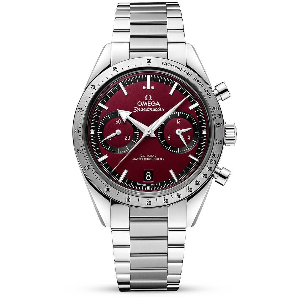 OMEGA Speedmaster '57 40.5mm Burgundy Dial Chronograph Bracelet Watch - Berry's Jewellers