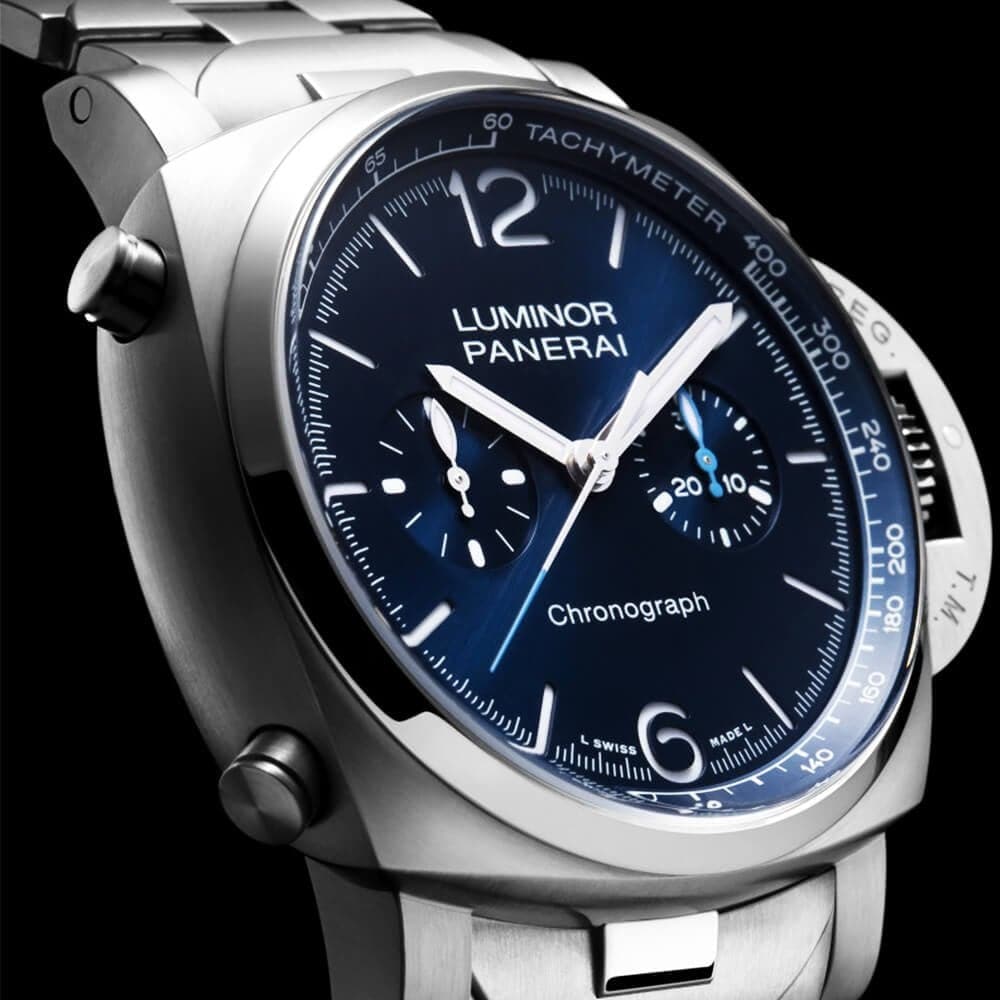 Luminor 44mm Blue Dial Automatic Chronograph Bracelet Watch