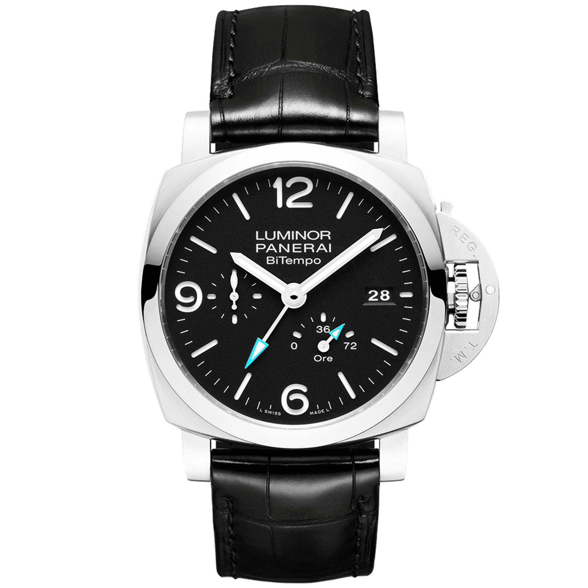 Luminor BiTempo 44mm Black Dial Automatic Strap Watch