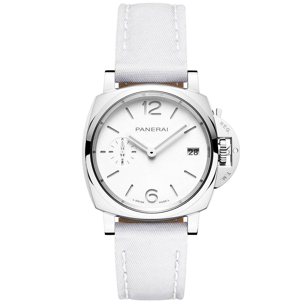 Luminor Due 38mm White Dial Automatic Strap Watch