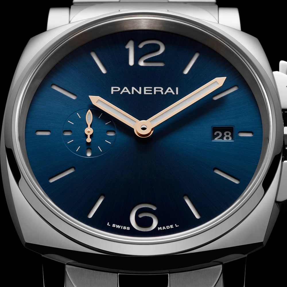 Panerai Luminor Due 42mm Blue/Rose Dial Men's Bracelet Watch - Berry's Jewellers