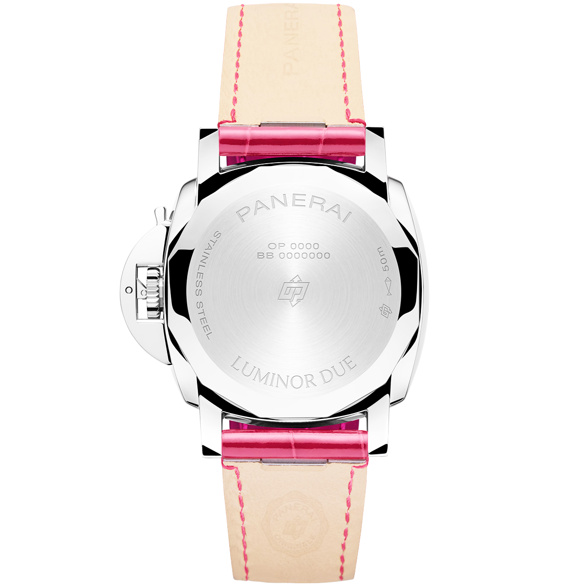 Panerai Luminor Due Luna 38mm White Dial Pink Strap Watch - Berry's Jewellers