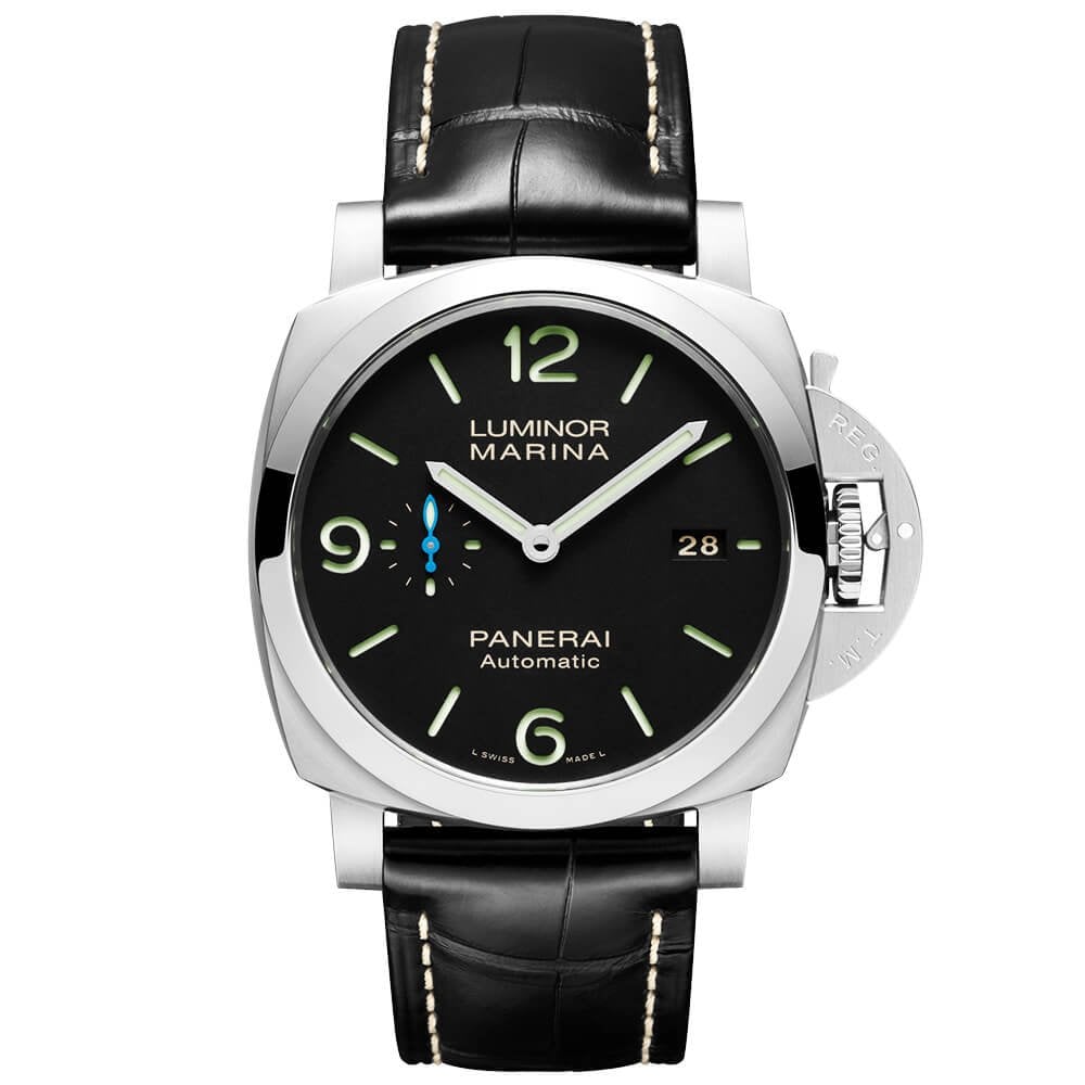 Panerai Luminor Marina Steel Black Dial 44mm Automatic Strap Watch - Berry's Jewellers