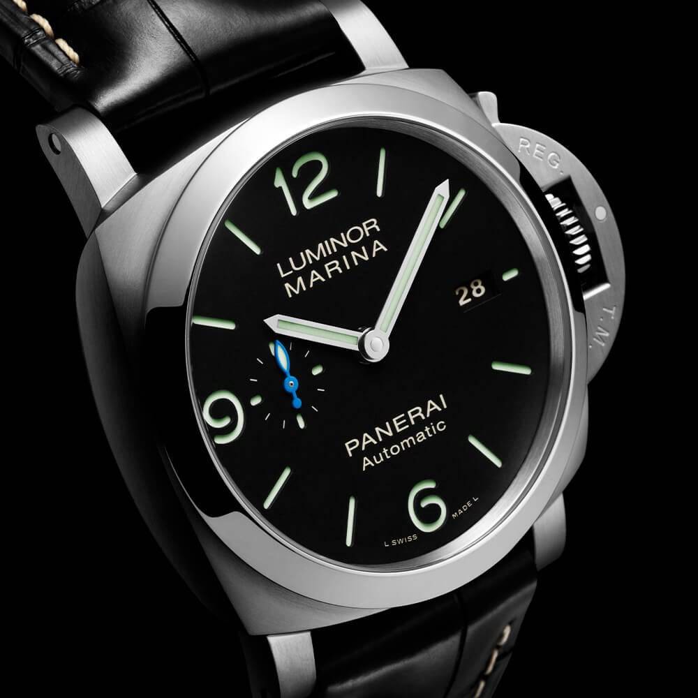 Panerai Luminor Marina Steel Black Dial 44mm Automatic Strap Watch - Berry's Jewellers